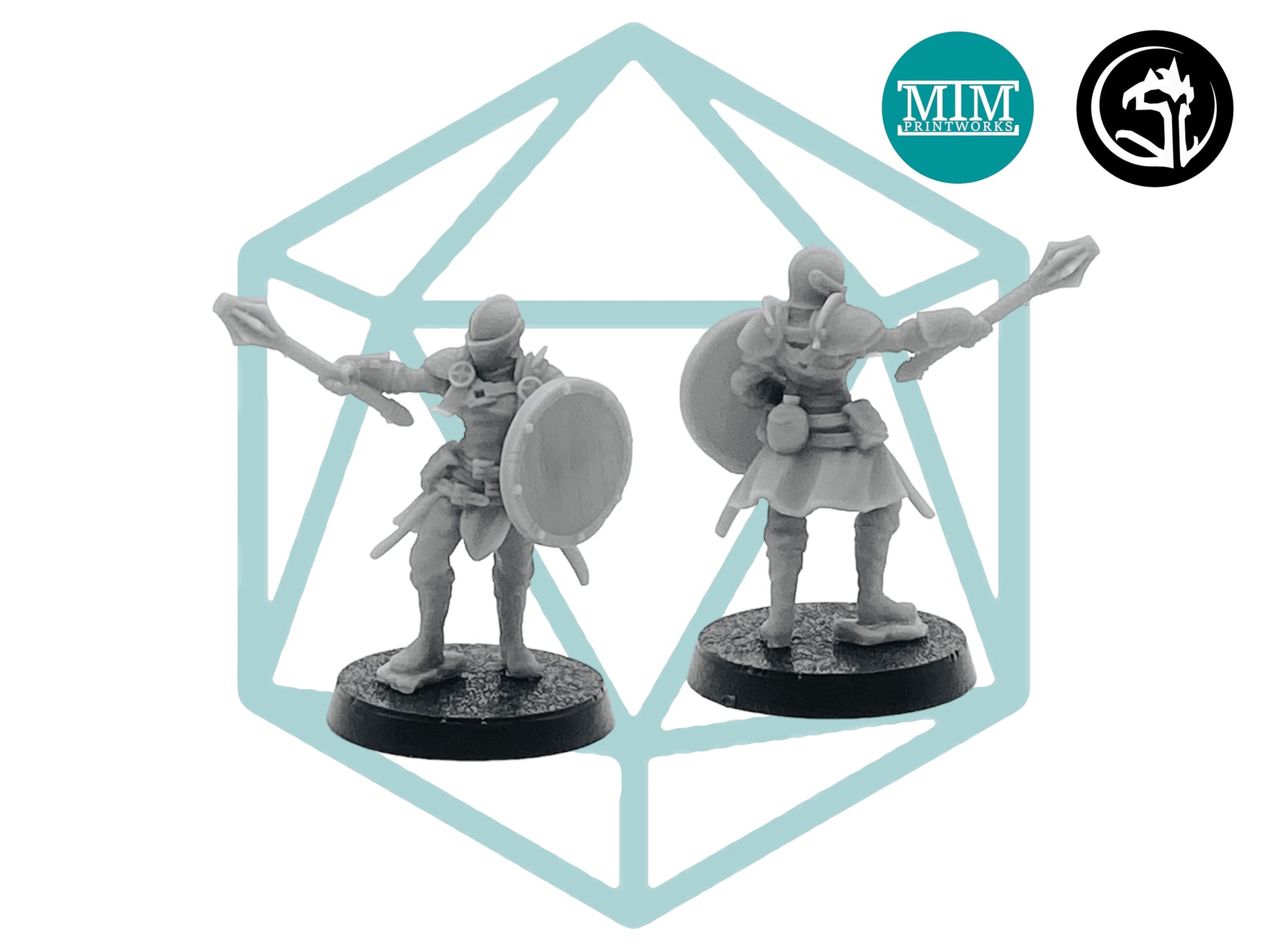 Female Human Knight with Mace and Shield | Tabletop RPG Miniature | D&D | Roleplaying