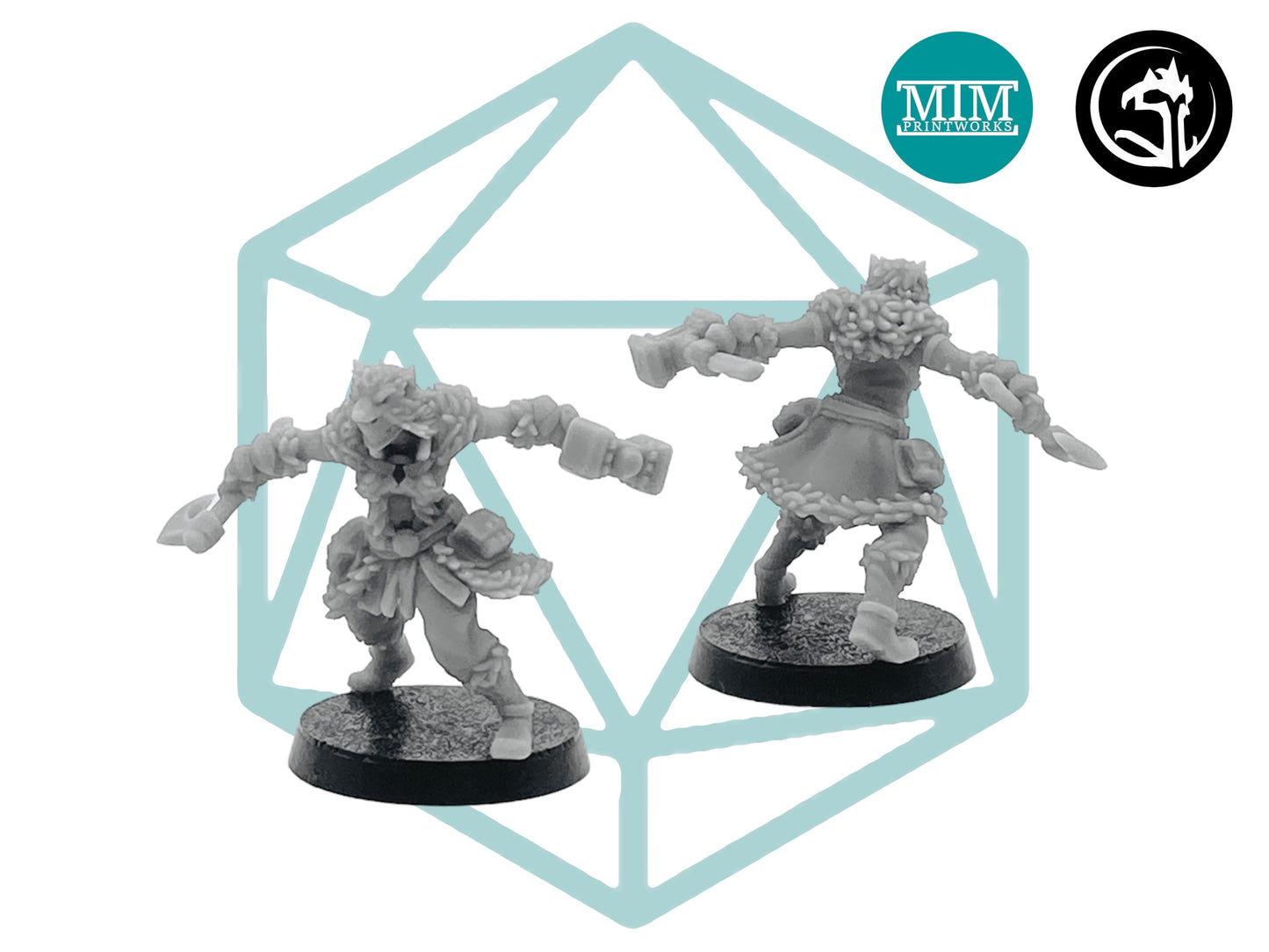 Male Human Outlander with Hammer and Axe | Tabletop RPG Miniature | D&D | Roleplaying