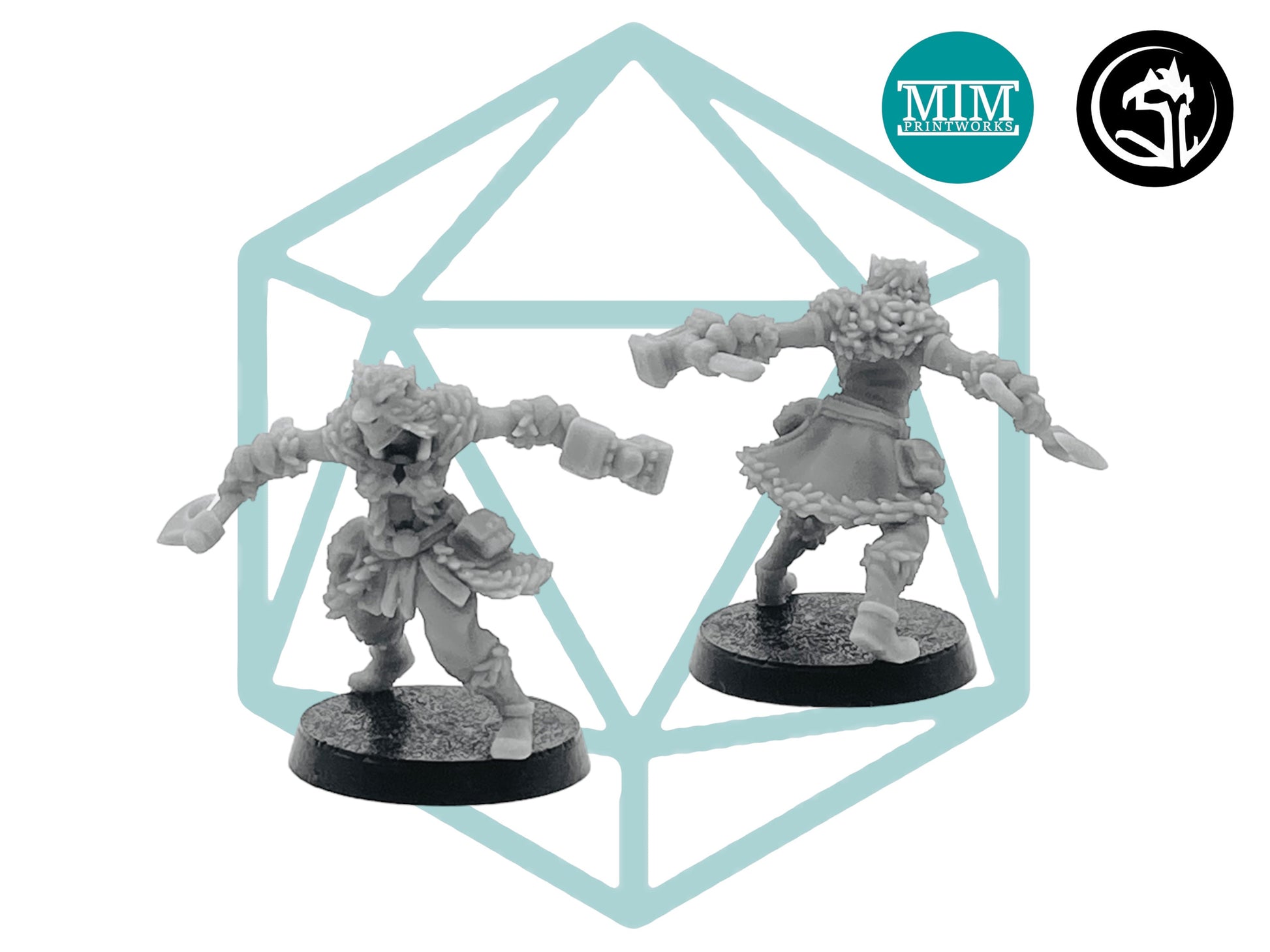 Male Human Outlander with Hammer and Axe | Tabletop RPG Miniature | D&D | Roleplaying
